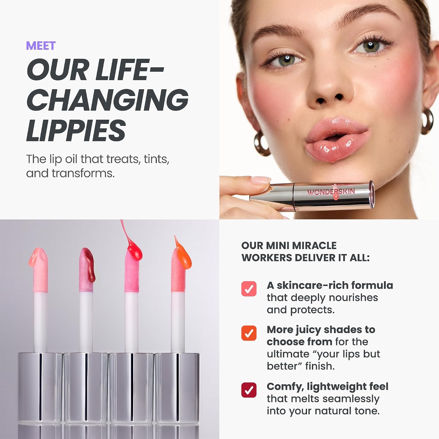 image:imageWonderskin Lip Oil Rehab Serum Tinted Lip Oil Hydrating Lip SerumAmour