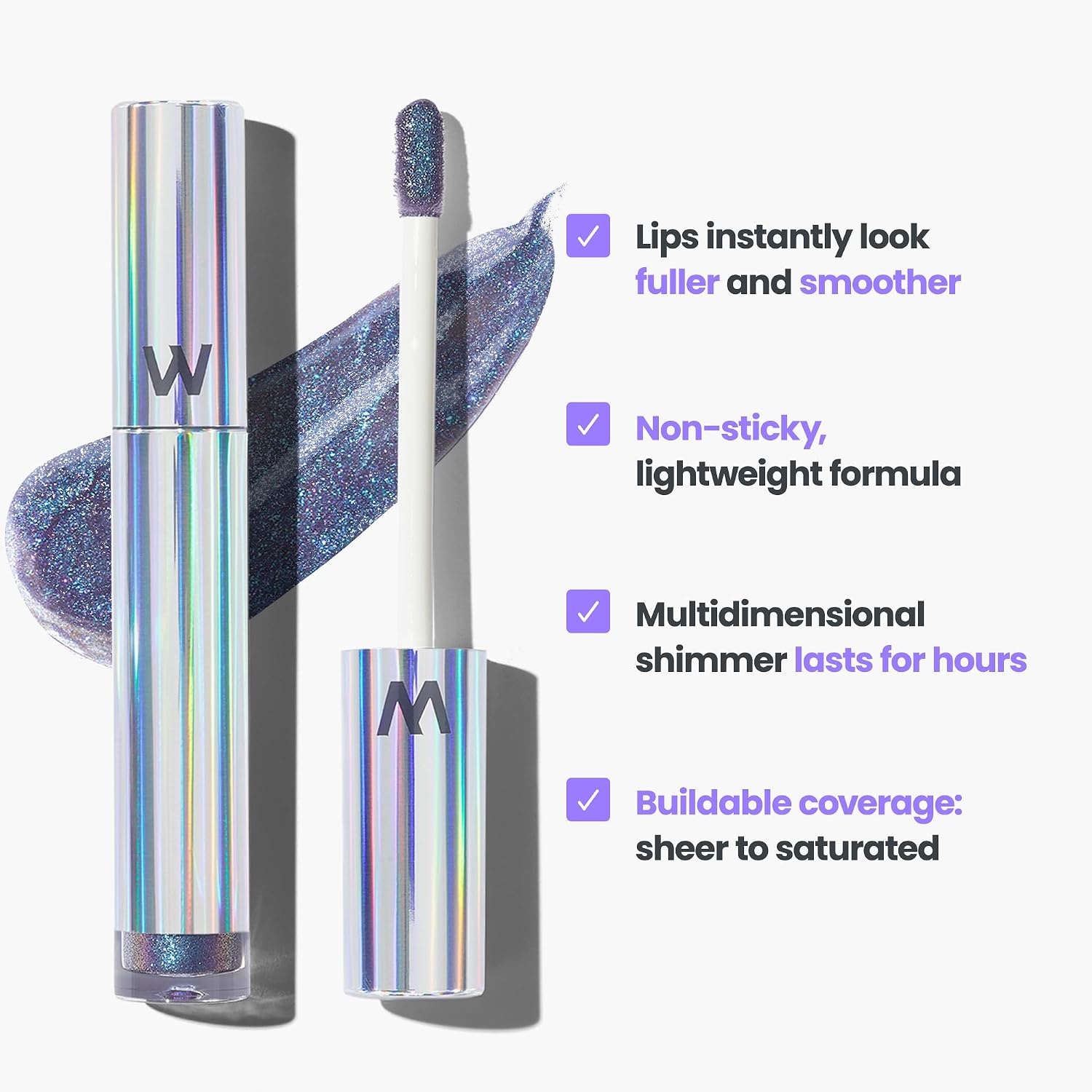 image:imageWonderskin Lip Gloss Clear Shine Top Gloss Long Lasting GlossGlitter Blue