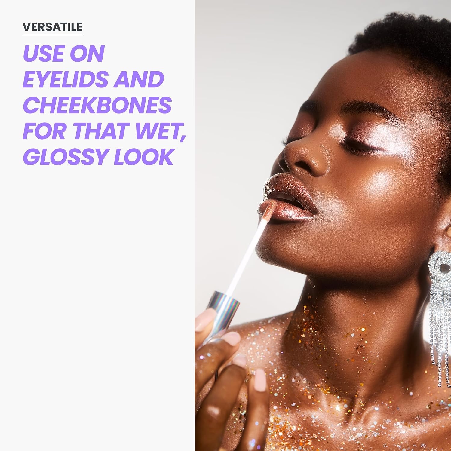 image:imageWonderskin Lip Gloss Clear Shine Top Gloss Long Lasting GlossGold Glitter